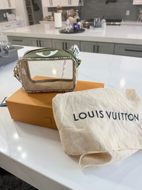 Louis Vuitton Clear Mini Cosmetic Case with Green Monogram Trim
